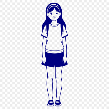 An SVG illustration of a young girl in casual attire.