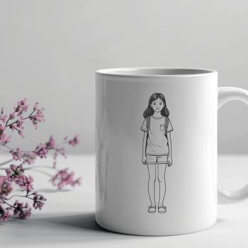 Illustrated vector graphic of a young girl