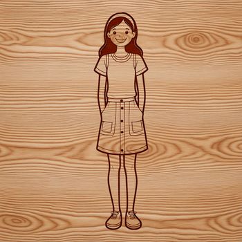 A young female character designed as vector art for crafting and design purposes.