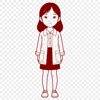 A digital drawing of a female child designed in a scalable format suitable for various applications.