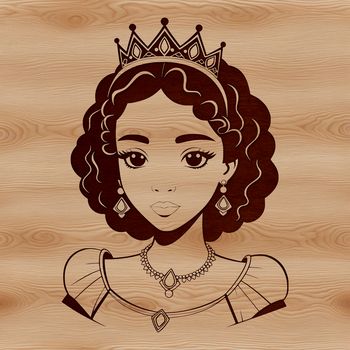 A young female princess character in digital vector format, suitable for cutting machines and editing software.