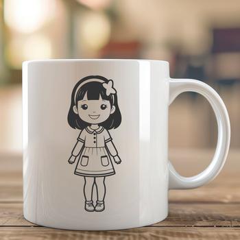 A young girl illustration created as a vector graphic for various digital applications.