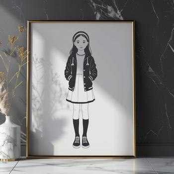 A young girl illustration created as a vector art design.
