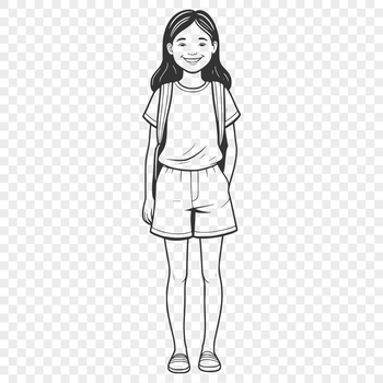 A young girl depicted in a simple illustration style with clean lines.
