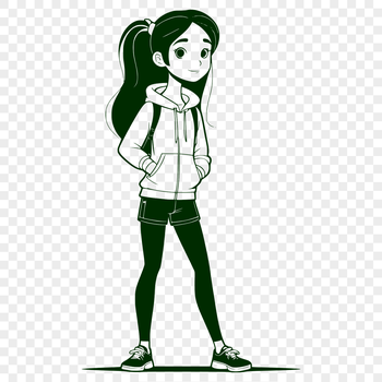 A young girl illustration created in vector format for digital use.