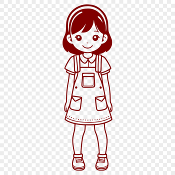A digital illustration of a young girl in a simple design style suitable for vector graphics.