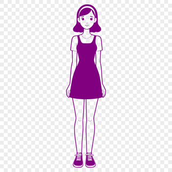 A young girl character designed as vector art for digital and print applications.