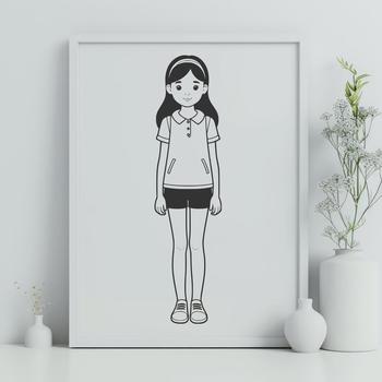 A young girl illustration designed in vector format for various uses.
