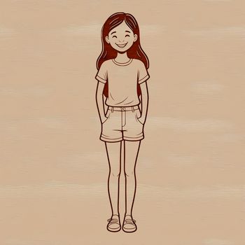 Young female character in vector format suitable for various digital uses.