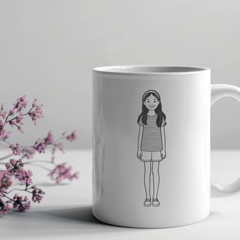A digital illustration of a young girl in a simple design.