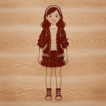 A digital illustration of a young female figure with clean lines and simple shapes.