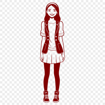 Young girl illustration created as vector art for various digital designs.