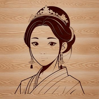 A royalty-inspired female character in a medieval-style gown, created as a vector graphic.