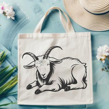 A stylized illustration of a goat, suitable for vector graphics and cutting machine designs.
