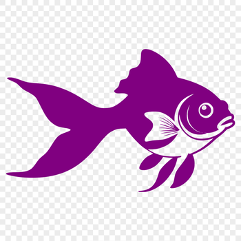 A colorful illustration of a goldfish in a simple design format.