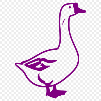 A simple illustration of a bird, specifically a domesticated waterfowl species known as a goose.