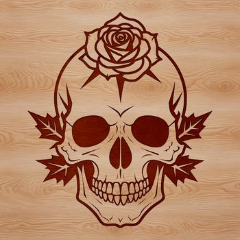An illustrated Gothic skull with a rose motif, created as a versatile vector graphic ideal for crafting and DIY projects.
