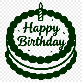 A vector illustration of a birthday cake with colorful candles and celebratory text.