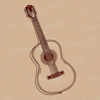 Vector design of a guitar for music enthusiasts with scalable SVG format.