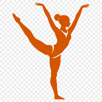 An illustration of a young gymnast in mid-performance, set against a simple background.