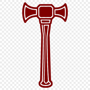A 2D vector illustration of a hammer tool with a flat head and handle.