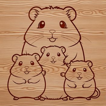 Illustrated hamster icon for family pet or home decor