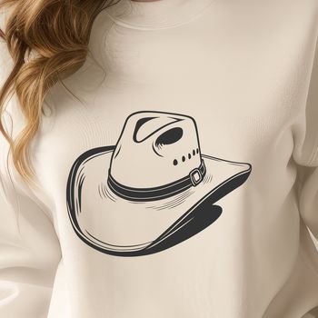 A simple illustration of a classic cowboy hat, designed as vector art for digital applications.