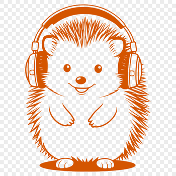 A cartoon hedgehog wearing headphones in a fun illustration format.
