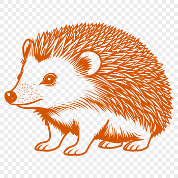 A detailed illustration of a hedgehog's body, highlighting its distinctive spines and facial features.