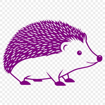 A simple illustration of a hedgehog in profile, suitable for vector design projects.