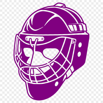 A high-resolution illustration of a hockey player in action, wearing protective gear including a hockey mask.