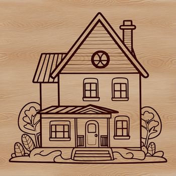 A simple illustration of a modern residential building with clean lines and minimal details.