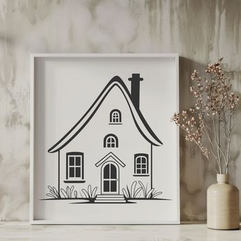 A simple illustration of a house with clean lines and basic architectural details, suitable for vector art designs.