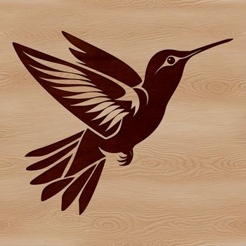 A vector graphic depiction of a wild animal, specifically a hummingbird soaring through the air.