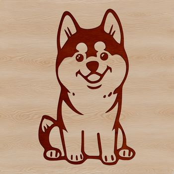 A Siberian Husky sitting on its haunches, depicted in vector format.