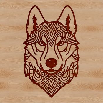 A detailed illustration of a Siberian Husky's head, suitable for customization in various design software.