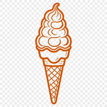 A vector graphic design of a single serving of creamy dessert on a stick.