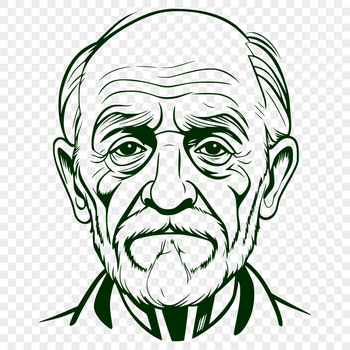 A vector illustration of a male figure with detailed facial features.