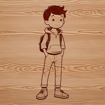 A vector graphic image of a child's face with minimal details and lines.