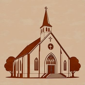 Protestant church building design, vector illustration, suitable for commercial or personal projects.