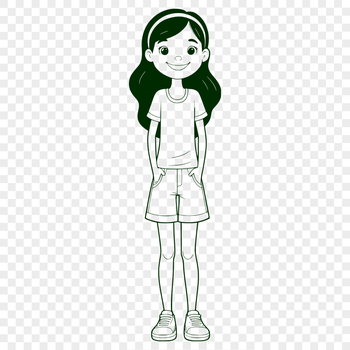 A young girl illustration created as an SVG file for easy editing and customization.