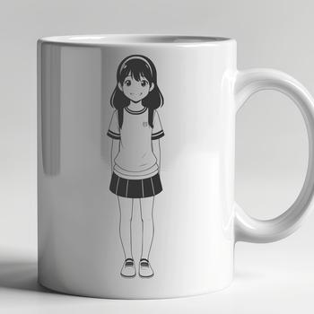 A simple illustration of a preteen girl in profile, suitable for use as clip art or vector design template.