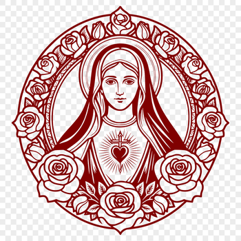 A stylized illustration of a heart with floral details, suitable for religious purposes.