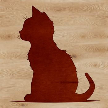 A cute gray kitten sitting in silhouette, suitable for vector art designs.