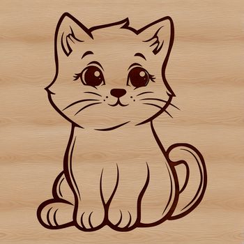 A simple illustration of a domestic cat in a sitting position, suitable for digital design and printing.