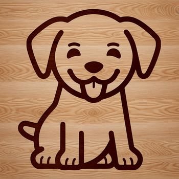 A simple line drawing of a sitting Labrador Retriever.