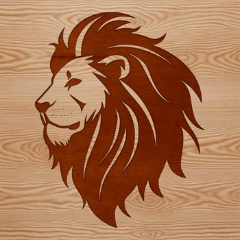 A majestic lion's head with a strong facial expression, typical of its species in the savannah.