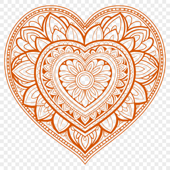 A intricate heart-shaped mandala design created with vector graphics.