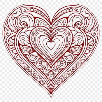 A detailed SVG illustration of a love-themed mandala with a central heart, suitable for various digital applications.