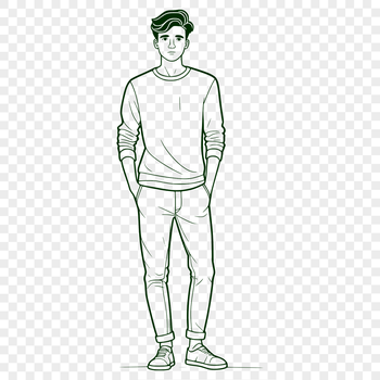 A 2D representation of a male figure in vector format.